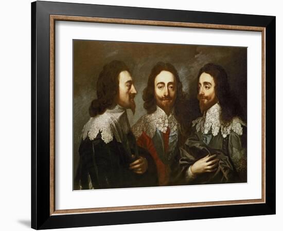 Charles I in Three Positions (1600-49) Painting after Van Dyck-Carlo Maratta or Maratti-Framed Giclee Print