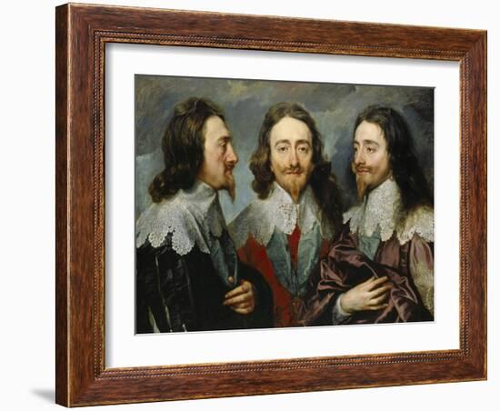 Charles I, King of England (1600-164), from Three Angles (The Triple Portrai), 1636-Sir Anthony Van Dyck-Framed Giclee Print