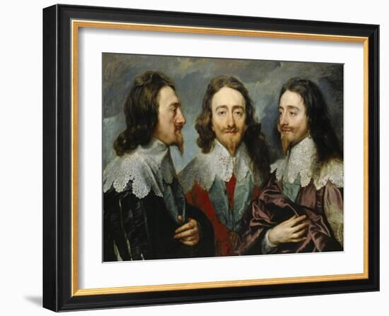 Charles I, King of England (1600-164), from Three Angles (The Triple Portrai), 1636-Sir Anthony Van Dyck-Framed Giclee Print