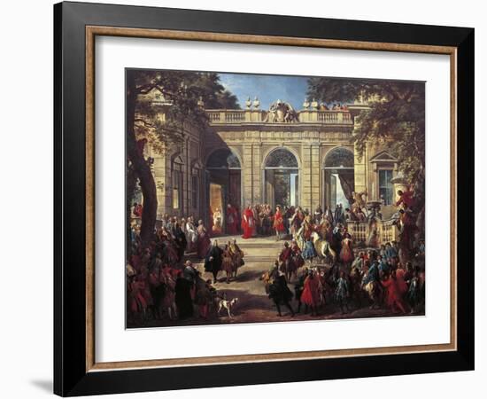 Charles III of Bourbon on Visit to Pope Benedict XIV in the Coffee House of the Quirinal, 1746-Giovanni Paolo Pannini-Framed Giclee Print