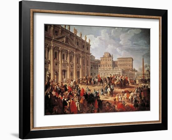 Charles III Visiting Saint Peter's Basilica, Rome, 1746-Giovanni Paolo Pannini-Framed Giclee Print