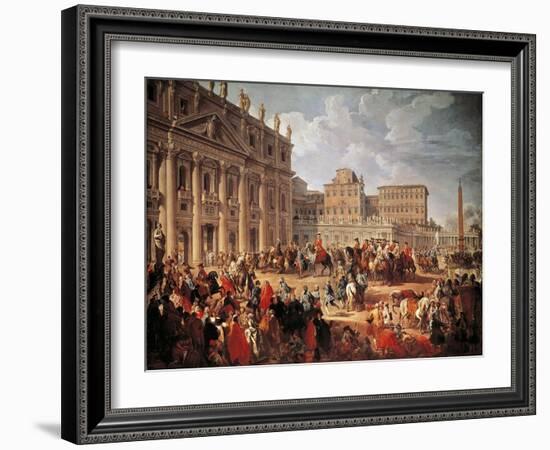 Charles III Visiting Saint Peter's Basilica, Rome, 1746-Giovanni Paolo Pannini-Framed Giclee Print