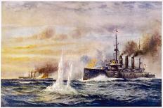 Battle of the Falkland Islands the Light Cruiser Kent Sinks the German Cruiser Nurnberg-Charles J. De Lacy-Art Print