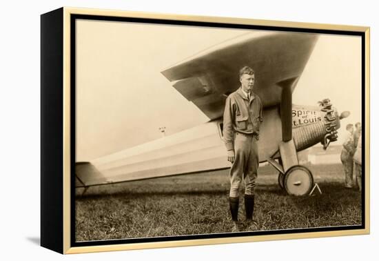 Charles Lindbergh and Plane-null-Framed Stretched Canvas