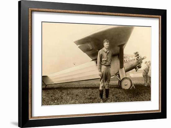 Charles Lindbergh and Plane-null-Framed Art Print