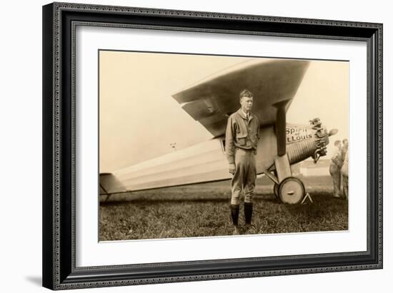 Charles Lindbergh and Plane-null-Framed Art Print