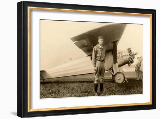 Charles Lindbergh and Plane-null-Framed Art Print