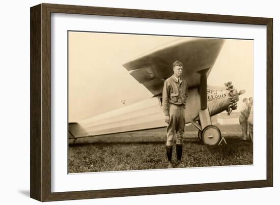 Charles Lindbergh and Plane-null-Framed Premium Giclee Print