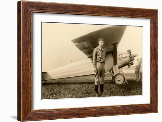 Charles Lindbergh and Plane-null-Framed Premium Giclee Print