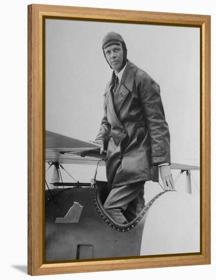 Charles Lindbergh Make His Departure Back to Paris Following His Flight to Croydon Airport-null-Framed Premier Image Canvas