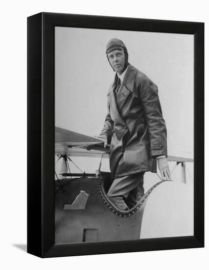 Charles Lindbergh Make His Departure Back to Paris Following His Flight to Croydon Airport-null-Framed Premier Image Canvas