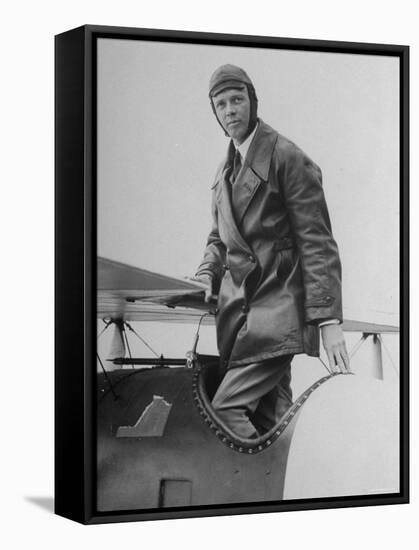 Charles Lindbergh Make His Departure Back to Paris Following His Flight to Croydon Airport-null-Framed Premier Image Canvas