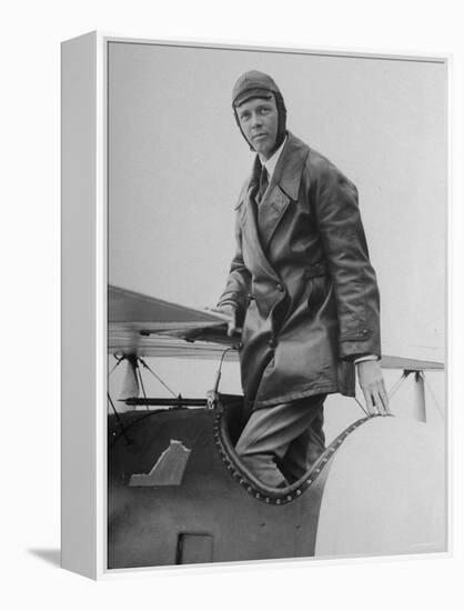 Charles Lindbergh Make His Departure Back to Paris Following His Flight to Croydon Airport-null-Framed Premier Image Canvas