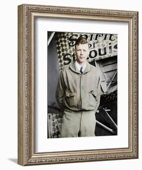 Charles Lindburgh, record breaking aviator, 1927-Unknown-Framed Photographic Print