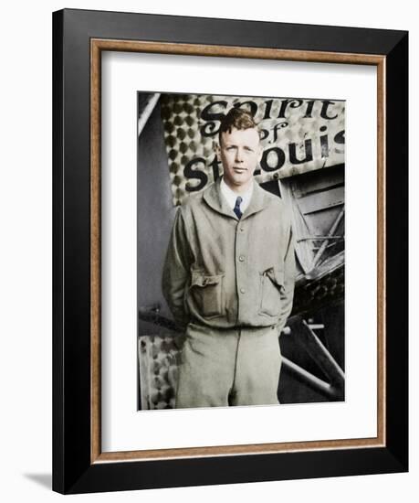 Charles Lindburgh, record breaking aviator, 1927-Unknown-Framed Photographic Print