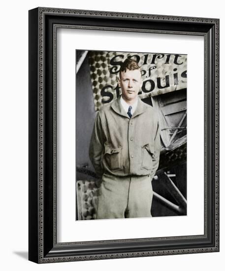 Charles Lindburgh, record breaking aviator, 1927-Unknown-Framed Photographic Print