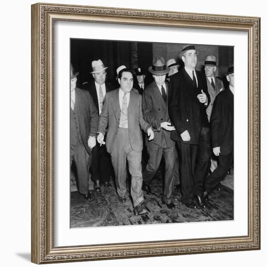 Charles 'Lucky' Luciano (In Center with Head Down) Leaving New York Supreme Court, 1936-null-Framed Photo