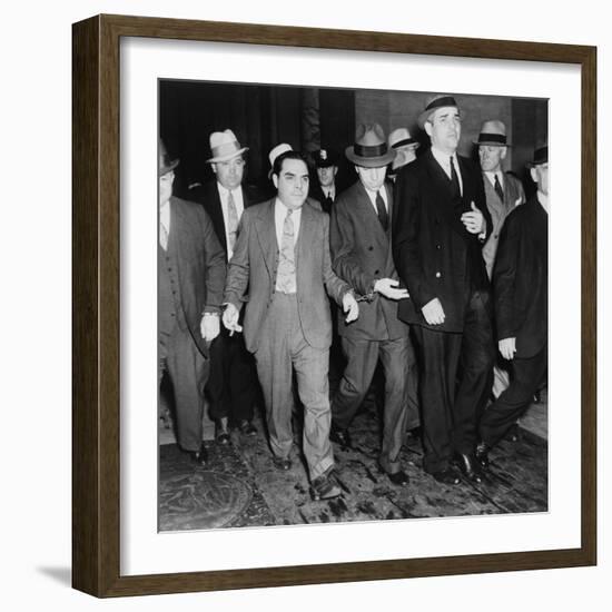 Charles 'Lucky' Luciano (In Center with Head Down) Leaving New York Supreme Court, 1936-null-Framed Photo