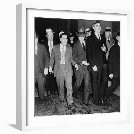 Charles 'Lucky' Luciano (In Center with Head Down) Leaving New York Supreme Court, 1936-null-Framed Photo