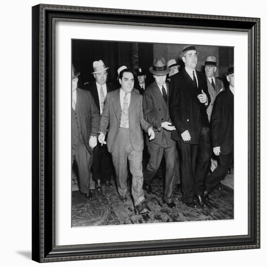 Charles 'Lucky' Luciano (In Center with Head Down) Leaving New York Supreme Court, 1936-null-Framed Photo