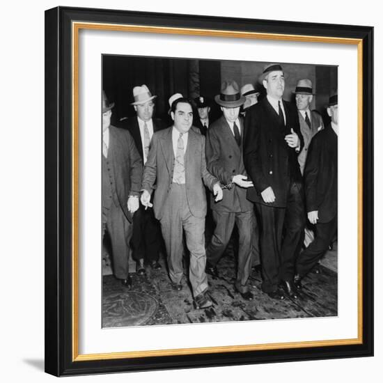 Charles 'Lucky' Luciano (In Center with Head Down) Leaving New York Supreme Court, 1936-null-Framed Photo