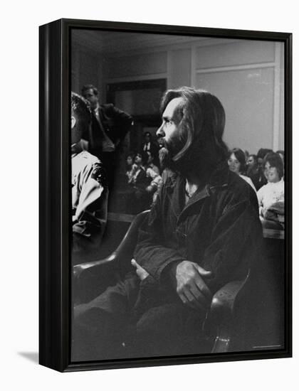 Charles Manson in Court Facing Murder Charges in Brutal Deaths of Actress Sharon Tate and Others-Vernon Merritt III-Framed Premier Image Canvas