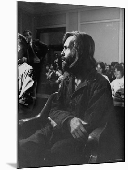 Charles Manson in Court Facing Murder Charges in Brutal Deaths of Actress Sharon Tate and Others-Vernon Merritt III-Mounted Premium Photographic Print