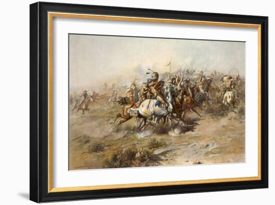 Charles Marion Russell - Custer Fight-Vintage Apple Collection-Framed Giclee Print