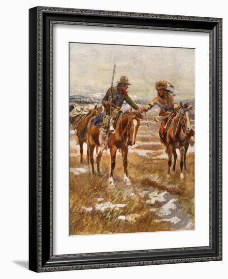 Charles Marion Russell - the Meeting-Vintage Apple Collection-Framed Giclee Print