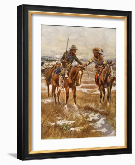 Charles Marion Russell - the Meeting-Vintage Apple Collection-Framed Giclee Print