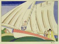 Picnic and Fishing Scene, circa 1920-Charles Martin-Giclee Print