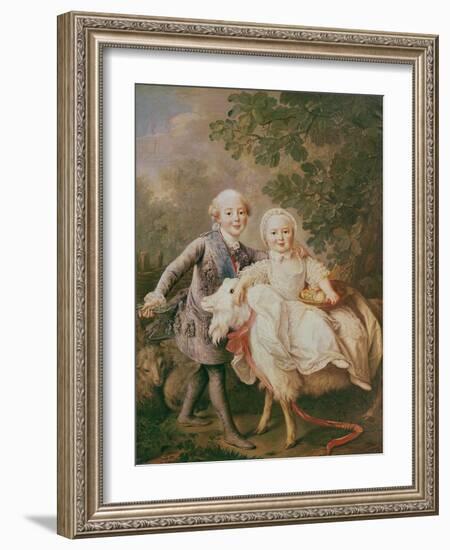 Charles of France (1757-1836) Count of Artois and His Sister, Clothide (1759-1802) 1763-64-Francois-Hubert Drouais-Framed Giclee Print