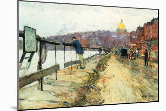 Charles River and Beacon Hill-Childe Hassam-Mounted Art Print