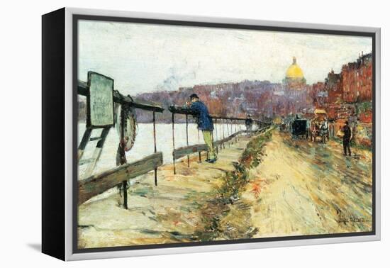 Charles River and Beacon Hill-Childe Hassam-Framed Stretched Canvas