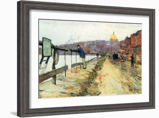 Charles River and Beacon Hill-Childe Hassam-Framed Art Print