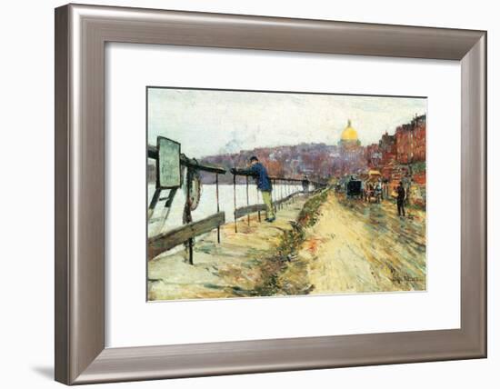 Charles River and Beacon Hill-Childe Hassam-Framed Art Print