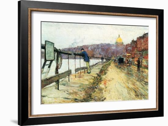 Charles River and Beacon Hill-Childe Hassam-Framed Art Print