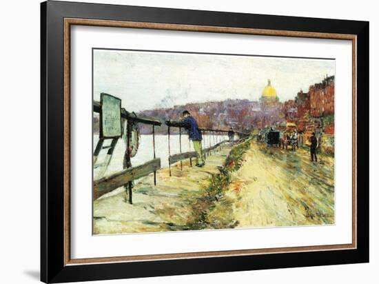 Charles River and Beacon Hill-Childe Hassam-Framed Art Print