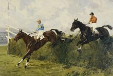 Golden Miller and Delaneige at the Last Fence at the Grand National, 1934-Charles Simpson-Giclee Print