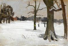 Snow Scene, C.1918 (Oil on Panel)-Charles Sims-Giclee Print