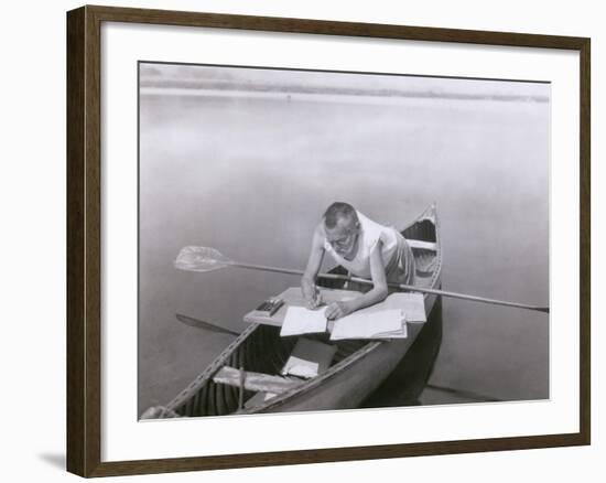 Charles Steinmetz German-American Mathematician Worked in His Canoe, Ca. 1900-null-Framed Photo