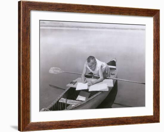 Charles Steinmetz German-American Mathematician Worked in His Canoe, Ca. 1900-null-Framed Photo