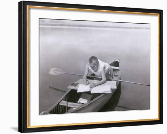 Charles Steinmetz German-American Mathematician Worked in His Canoe, Ca. 1900-null-Framed Photo