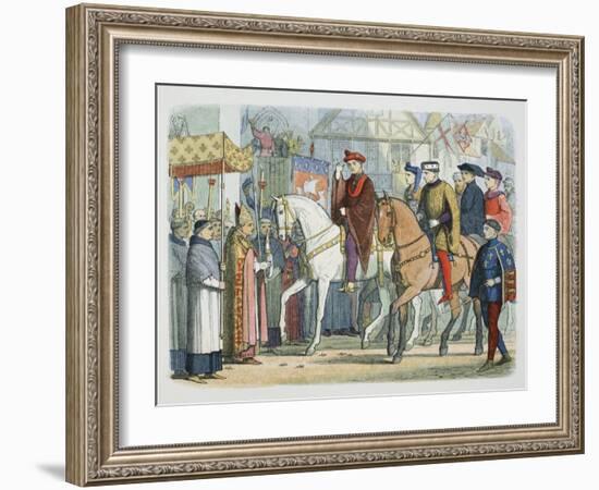 Charles VI of France and Henry V of England welcomed by the clergy, Paris, 1420 (1864)-James William Edmund Doyle-Framed Giclee Print