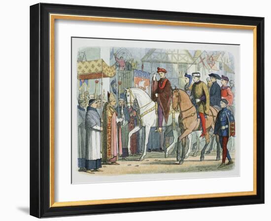 Charles VI of France and Henry V of England welcomed by the clergy, Paris, 1420 (1864)-James William Edmund Doyle-Framed Giclee Print