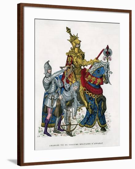 Charles VII, King of France, on Horseback in Full Armour, 15th Century (1882-188)-Gautier-Framed Giclee Print