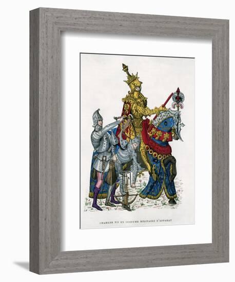 Charles VII, King of France, on Horseback in Full Armour, 15th Century (1882-188)-Gautier-Framed Giclee Print