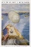 An Observation Balloon on an American Battleship in British Waters-Charles W. Wyllie-Framed Art Print