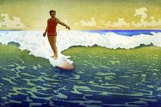 Surf Riders, Honolulu, 1919 (W/C on Paper)-Charles William Bartlett-Framed Giclee Print