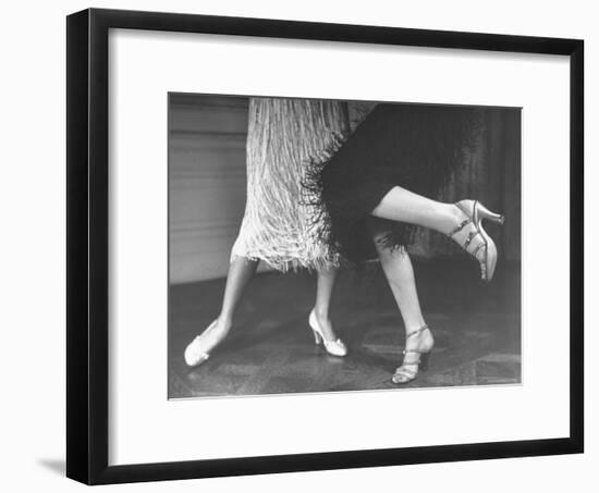 Charleston Dancers in Fringed Skirts Wearing Rhinestone Trimmed Pumps and Strapped Sandals-Nina Leen-Framed Photographic Print